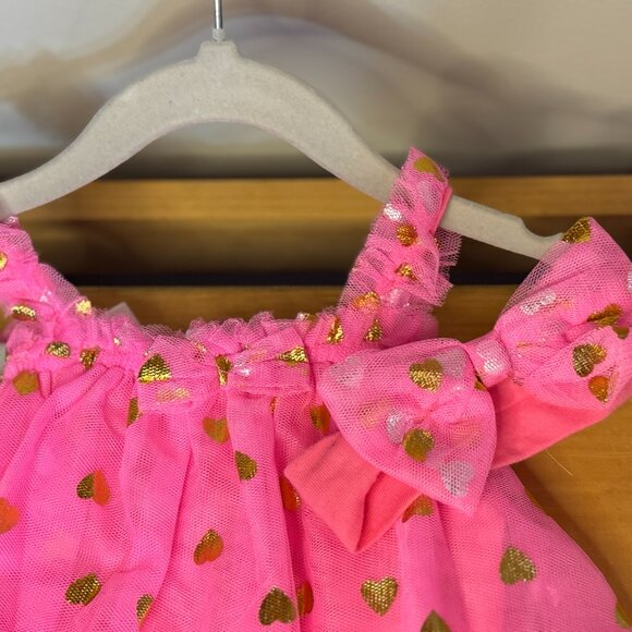 Baby Starters Pink Gold Heart Tulle Dress w/ Bow 6M NWT - Picture 3 of 9